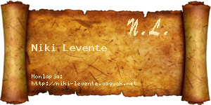 Niki Levente névjegykártya